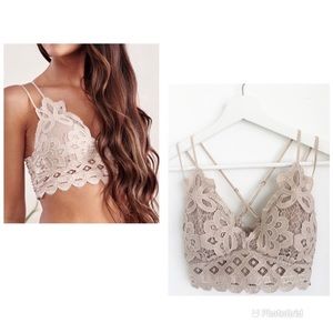 Goddess Taupe Crochet Lace Bralette  NWT